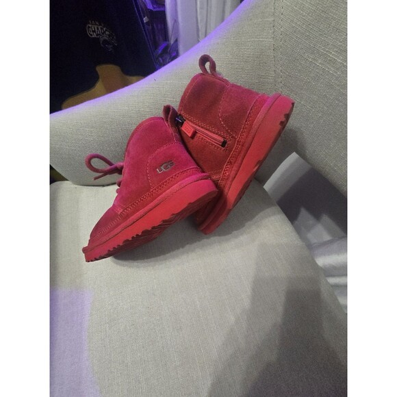 UGG Lemmy II Toddler Boots Red Suede Size 11 • Zip & Lace • Fleece Lined Chukka - Picture 9 of 10